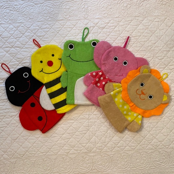 Animal Wash Cloth/Hand Puppet Set